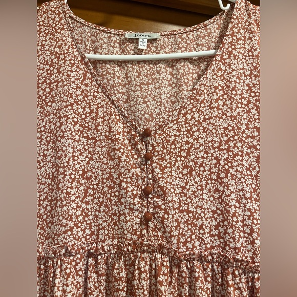 JODIFL Terracotta Floral Tiered Midi Dress - Size S - Boho Cottagecore - Picture 2 of 8